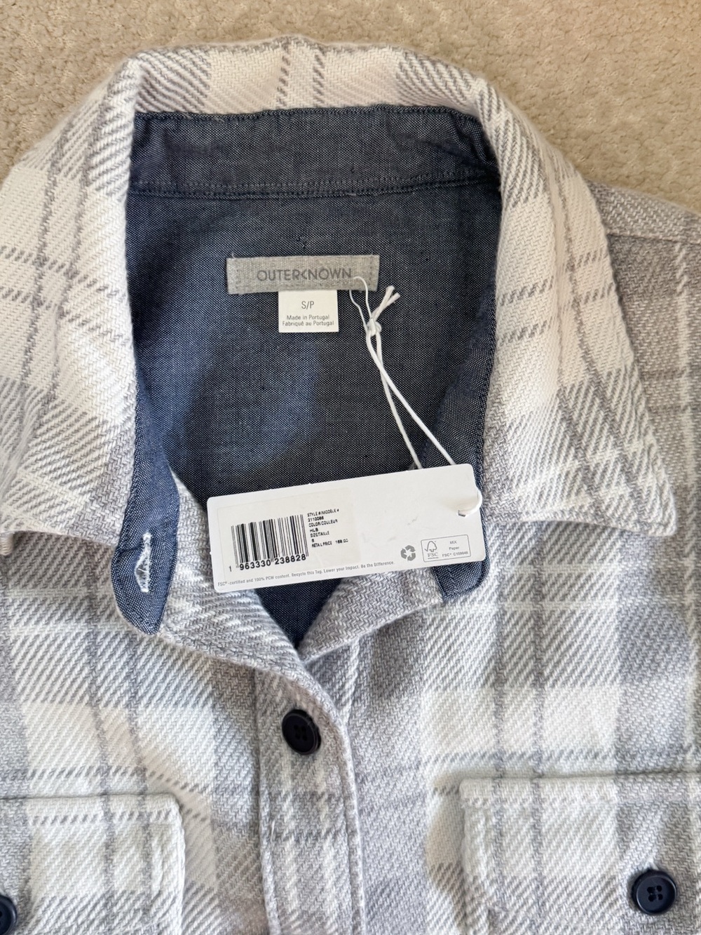 Outerknown Gray & White Plaid Flannel Button-Up Blanket Shirt Dress SP - Picture 4 of 6